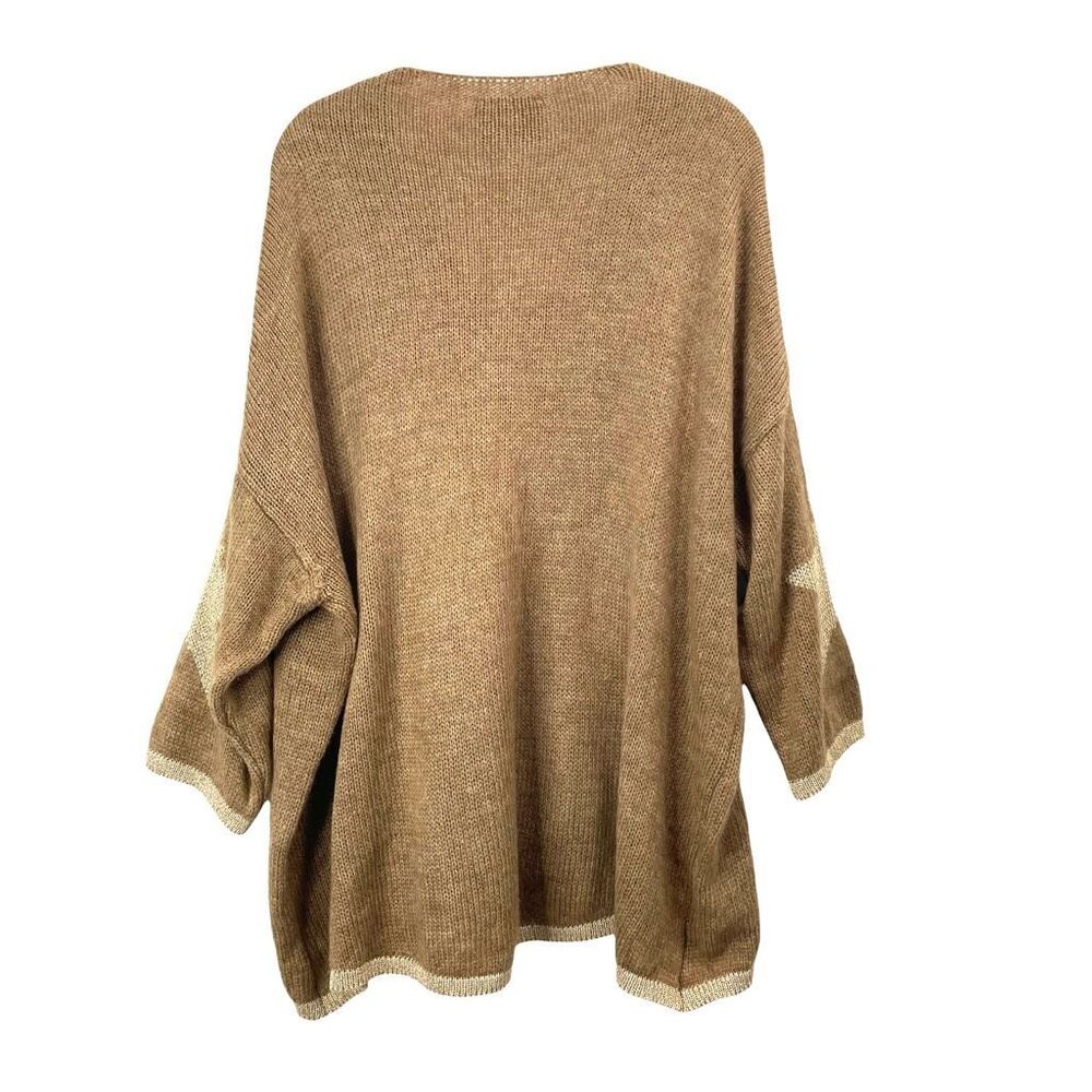 Brand Bazar wool blend metallic star boxy sweater Size 2 made in Italy lagenlook - Picture 7 of 8